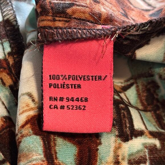 Betsey Johnson Abstract Art Wrap Top Womens Large Tie Front Flare Bell Sleeve - Picture 6 of 8